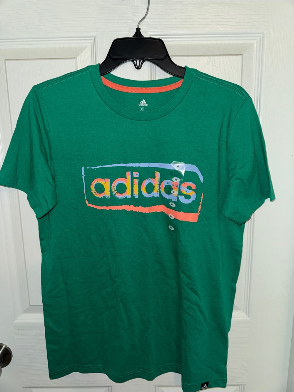 NWT adidas Boys Green Logo Tee with Multicolor Graphic